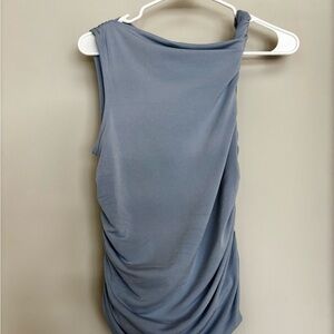 LOFT Draped Asymmetrical Blue Sleeveless Blouse